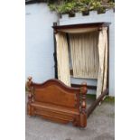 A 19TH CENTURY AND LATER MAHOGANY HALF-TESTER BED FRAME