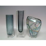 A RIIHIMAEN TEXTURED GLASS VASE BY TAMARA ALADIN, together with a Kalimar Glasbuk vase designed by