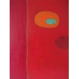 (XX). Abstract composition, indistinctly signed lower right, oil on board, framed, 75 x 49 cm