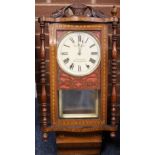 AN ANTIQUE AMERICAN INLAID WALLCLOCK BY ROBERTS & Co - BORDESLEY - BIRMINGHAM, the case with typical