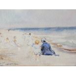THEODORE ZIMMERMAN (b.1900). Beach scene with figures, Jersey, signed lower left, inscribed lower