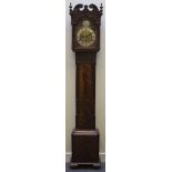 A FINELY CARVED GOTHIC REVIVAL GRANDDAUGHTER CLOCK WITH WALNUT AND MAHOGANY CASE, the hood with