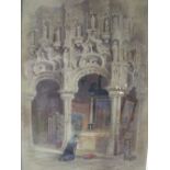 EDWIN THOMAS DOLBY (1849-1895). Cathedral interior with figures at Dixmude, Belgium, signed with