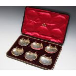A CASED SET OF UNUSUAL HALLMARKED SILVER CLIP OF SIDE DISHES BY HILLIARD AND TOMASON - BIRMINGHAM