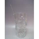 A VINTAGE TIFFANY CUT GLASS PITCHER, etched mark to base, H 22.7 cm, with associated glass