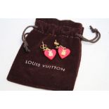 LOUIS VUITTON - A RESIN 'LOCK ME' HEART DROPPER EARRINGS, earring drop 3 cm, with original Louis