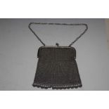 A SILVER EVENING MESH PURSE, approx weight 95g, W 9.5 cm