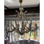 A LARGE TRADITIONAL MURANO STYLE FIFTEEN BRANCH CRYSTAL CHANDELIER, with numerous size and shaped