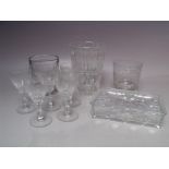 TWO ANTIQUE GLASS TUMBLERS, one with engraved dedication 'William Bell Born 29th 1829', together