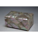 A MOTHER OF PEARL CASKET, W 12.5 cm