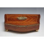 A GILT MOUNTED CARD BOX, on four bun feet, W 24 cm