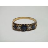 AN 18CT SAPPHIRE AND DIAMOND RING, approx weight 3.8g, ring size U