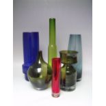 A COLLECTION OF SWEDISH ART GLASS VASES TO INCLUDE VARIOUS RIIHIMAKI EXAMPLES. in varying sizes,