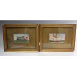 CHINESE SCHOOL (XIX). a pair of naive watercolour studies of junks, gilt framed and glazed, 6 x 10