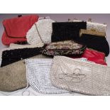 A COLLECTION OF LADIES VINTAGE BAGS, various styles and periods, to include two beaded examples