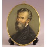 (XIX). Oval head and shoulder portrait study of a bearded gentleman, unsigned, oil on board, framed,