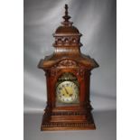A LARGE AND IMPRESSIVE LATE 19/EARLY 20TH CENTURY WALNUT MANTEL CLOCK BY GUSTAV BECKER, the well