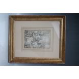 AN EARLY OLD MASTER STYLE DRAWING OF JESUS CHRIST AND HIS DISCIPLES AT A TABLE, unsigned, pen and