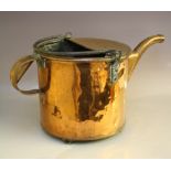 A LARGE ANTIQUE COPPER WATERING CAN, with iron loop handle, H 46 cm