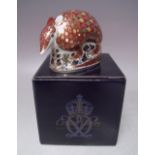 A ROYAL CROWN DERBY 'ARMADILLO' PAPERWEIGHT, gold stopper, boxed