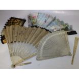 A SMALL SELECTION OF VINTAGE FANS FOR RESTORATION, to include a brise example and two folding fans