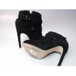 A BOXED PAIR OF CARVELA KURT GEIGER BLACK SUEDE BOOTS, EU size 40, together with a pair of Carvela