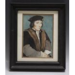 (XX). Portrait study of Sir John Godsalve after HOLBEIN, see verso, unsigned, watercolour, framed
