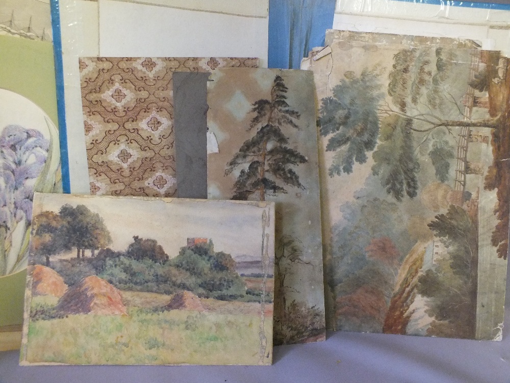 TWO FOLDERS CONTAINING VARIOUS WATERCOLOUR AND MIXED MEDIA DRAWINGS AND SKETCHES, to include - Image 3 of 3