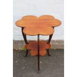 A LATE 19TH / EARLY 20TH CENTURY SHAMROCK SHAPED TWO TIER OCCASIONAL TABLE, numbered 144 to base,