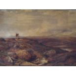 CIRCLE OF BENJAMIN WILLIAMS LEADER (1831-1923). Stormy moorland landscape with mother and child