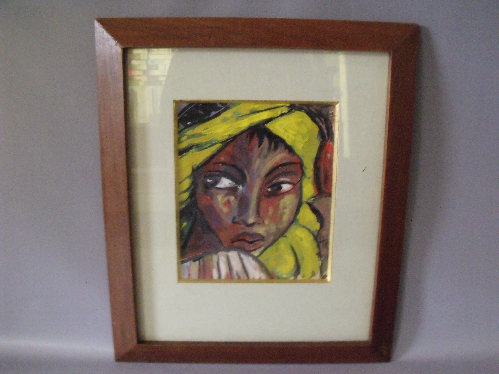 H.M. Modernist portrait study of a young black girl, signed with monogram and dated 2009 lower - Image 2 of 4