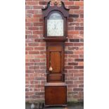 A 19TH CENTURY OAK AND MAHOGANY LONGCASE CLOCK WITH 8-DAY MOVEMENT BY BIRLEY - BIRMINGHAM, the