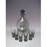PER LUTKEN FOR HOLMEGAARD 'DANICA' GLASS DECANTER, having double pouring lip, complete with stopper,