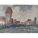 SYKES (XX). British school, impressionist rural riverside village scene, signed lower left,