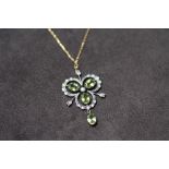 A NECKLACE SET WITH PERIDOTS, diamonds and seed pearl, boxed