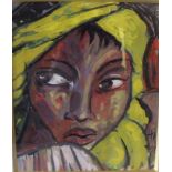H.M. Modernist portrait study of a young black girl, signed with monogram and dated 2009 lower