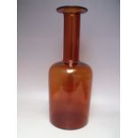 OTTO BRAUER - KASTRUP HOLMEGAARD GULVVASE ( GUL VASE) - AN AMBER DANISH STUDIO / ART GLASS BOTTLE