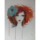 ROS WEBB (XX-XXI). Irish school, modernist study of a young woman with a flower in her hair,