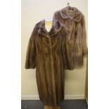 A LADIES VINTAGE DAWN MINK FUR COAT, three-quarter length, fully lined, side pockets and hook