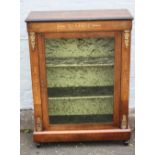 A MID VICTORIAN GLAZED PIER CABINET, the single glazed door opening to a velvet lined interior,