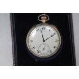 ROLEX - A 9CT GOLD OPEN FACED MANUAL WIND POCKET WATCH, Dia 4.5 cm