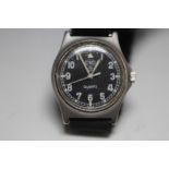 A CWC BLACK FACED MILITARY WRIST WATCH, Dia 4 cm