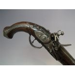 A LATE 18TH / EARLY 19TH CONTINENTAL FLINTLOCK PISTOL, possible Spanish / Portuguese, with inlaid