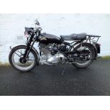 A 1949 VINCENT COMET 500 HISTORIC MOTORCYCLE 'YFO 277', having black painted coachwork and