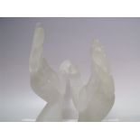 AN IESTYN DAVIES 'BLOWZONE' ART GLASS SCULPTURE IN THE FORM OF TWO HANDS, the individual frosted