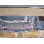 (XX). Impressionist composition, indistinctly signed lower left, oil on board, framed, 16 x 31 cm