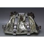 A VERSACE VINTAGE STYLE TWO TONE METALLIC HANDBAG, double chain link handles, twin magnetic clip