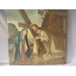 (XVIII). A study of one of the stations the cross with Jesus and Mary, unsigned, oil on canvas,