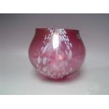 A ROYAL BRIERLEY STUDIO GLASS LUSTRE IRIDESCENT VASE, mottled pattern over ruby ground, original