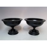 DAVID LINLEY OF LONDON - A PAIR OF SMALL TURNED EBONY FOOTED BOWL, H 15 cm, Dia. 10.5 cm (2)